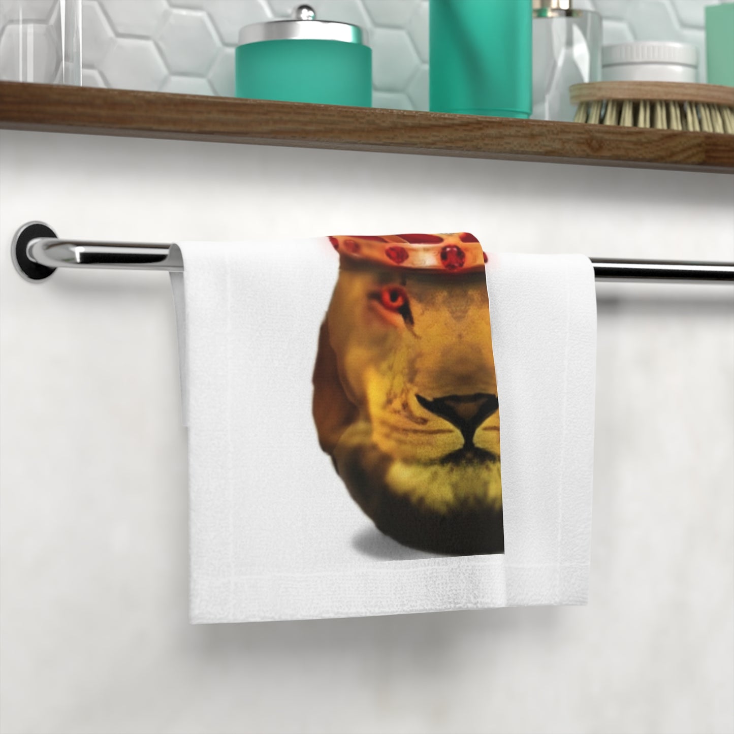 Royal Lion Face Towel - Majestic Crown Design for Home Decor